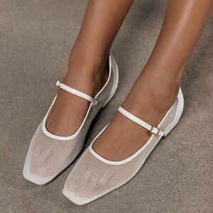 Bared Footwear Surfbird White Leather & Mesh Ballet Flats
